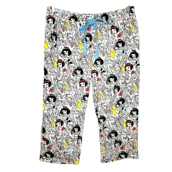 Disney Princesses Multicolor Wide Leg Cropped Sleep Lounge Pants - Picture 1 of 5